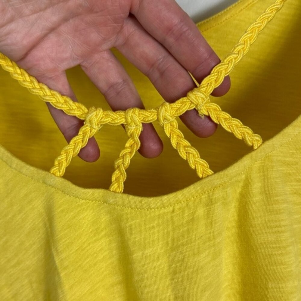 Sezane Luigi T-Shirt Sunset Yellow Size Small Back Cutout Braided Short Sleeve - Picture 5 of 11